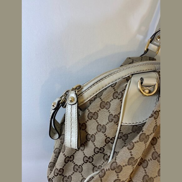 Tan Gucci GG Canvas Sukey Satchel Tote Bag - Picture 8 of 15